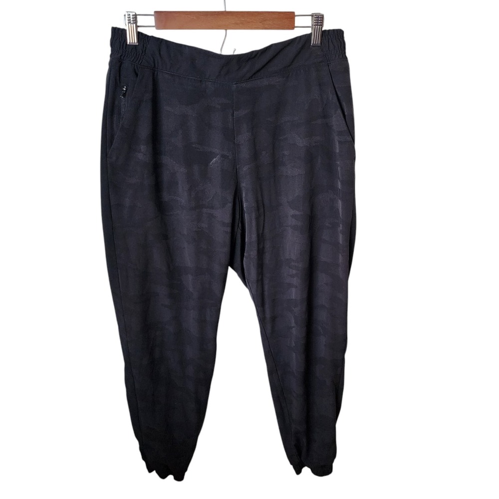 Athleta Sz 14 Brooklyn Textured Lined Jogger Black Camo Activewear Pants